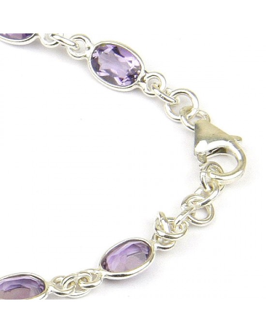 Amethyst Silver Chain Bracelet - Kiena-Jewellery
