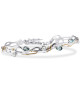 Blue Topaz and Pearl Hinged Silver Bracelet with Gold Wire Blue Topaz and Pearl Hinged Silver Bracelet with Gold Wire