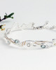 Blue Topaz and Pearl Hinged Silver Bracelet with Gold Wire Blue Topaz and Pearl Hinged Silver Bracelet with Gold Wire