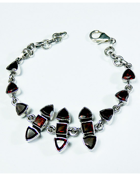 Garnet Silver Bracelet