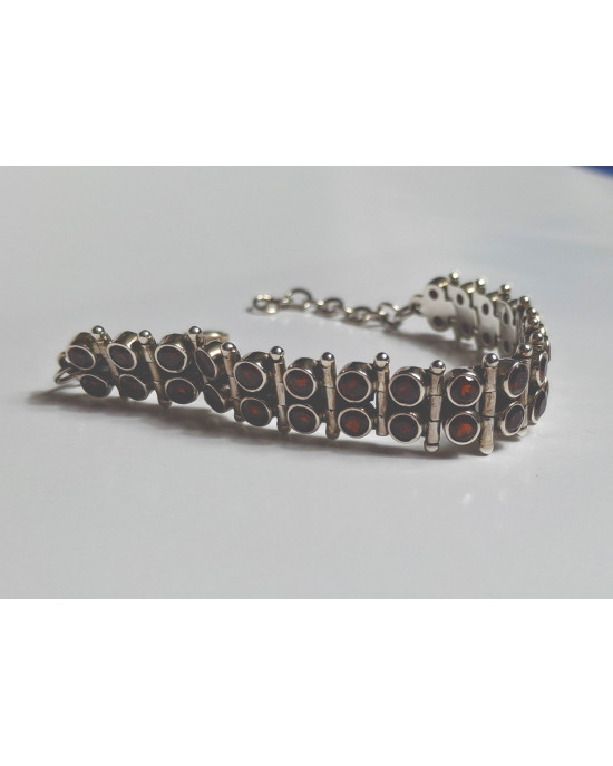 Hinged Garnet Silver Bracelet Hinged Garnet Silver Bracelet