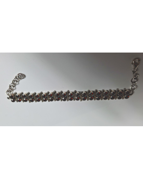 Hinged Garnet Silver Bracelet Hinged Garnet Silver Bracelet