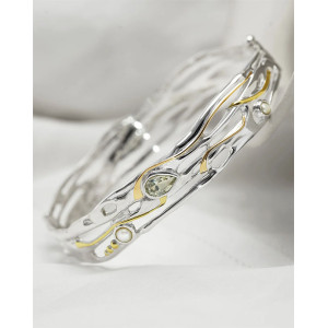 Green Amethyst and Pearl Sterling Silver Bracelet Green Amethyst and Pearl Sterling Silver Bracelet