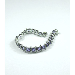 Hinged Amethyst  Silver Bracelet