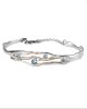 Hinged Silver Bangle with Blue Topaz & White CZ-BRACELETS & BANGLES Hinged Silver Bangle with Blue Topaz & White CZ