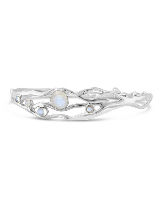 Moonstone Silver Bangle Bracelet BRACELETS BANGLES