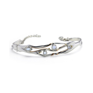 Rainbow Moonstone Silver Bangle Rainbow Moonstone Silver Bangle