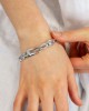 Silver Bangle with Blue Topaz & Pearl