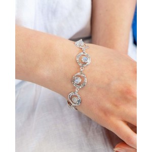 Undulating Silver Bracelet with Moonstones