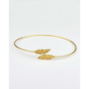 Silver Feather Bangle, Gold Plated Silver Feather Bangle, Gold Plated