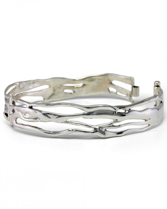 Silver Organic Hinged Bracelet, small