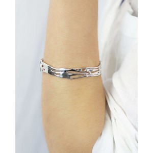 Silver Organic Hinged Bracelet, small Silver Organic Hinged Bracelet, small