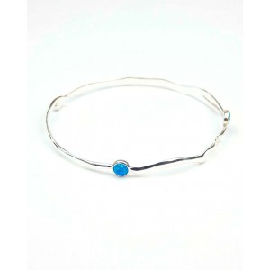 Three Opalites Silver Bangle