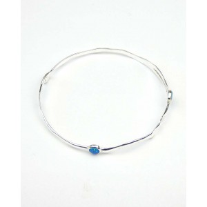 Three Opalites Silver Bangle