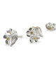 Sterling Silver Stud Earrings with Two Flowers & Gold Pips Sterling Silver Stud Earrings with Two Flowers & Gold Pips