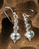 Blue Topaz 3 Stone Silver Hook Earrings