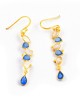 Rainbow Moonstone. Blue Chalcedony, Silver, Gold Vermeil Earrings-HOOK EARRINGS Rainbow Moonstone. Blue Chalcedony, Silver, Gold Vermeil Earrings