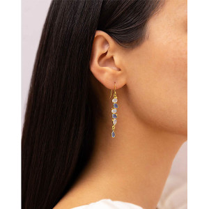 Rainbow Moonstone. Blue Chalcedony, Silver, Gold Vermeil Earrings Rainbow Moonstone. Blue Chalcedony, Silver, Gold Vermeil Earrings