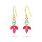Blue Topaz and Pink Quatz Gold Drop Hook Earrings