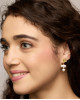 Pearl and Flower Gold Dangle Stud Earrings Pearl and Flower Gold Dangle Stud Earrings
