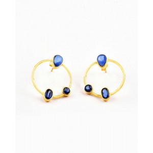 Gold Vermeil Silver Kyanite Trinity Hoop Earrings