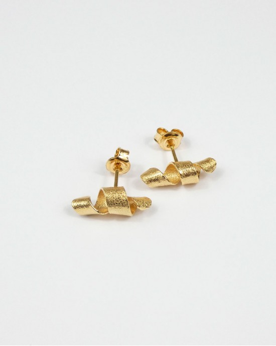Algae Spiral Stud Earrings, Gold - Kiena-Jewellery