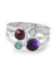 Amethyst, Garnet & Opalite Triple Banded Silver Ring - Kiena-Jewellery