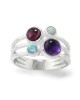 Amethyst, Garnet & Opalite Triple Banded Silver Ring - Kiena-Jewellery