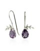 Amethyst & Leaf Silver Hook Earrings-HOOK EARRINGS Amethyst & Leaf Silver Hook Earrings