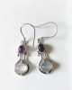 Moonstone & Amethyst Silver Hook Earrings-HOOK EARRINGS Moonstone & Amethyst Silver Hook Earrings