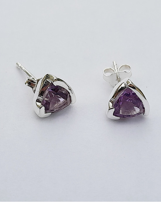 Amethyst Silver Mount Stud Earrings Amethyst Silver Mount Stud Earrings