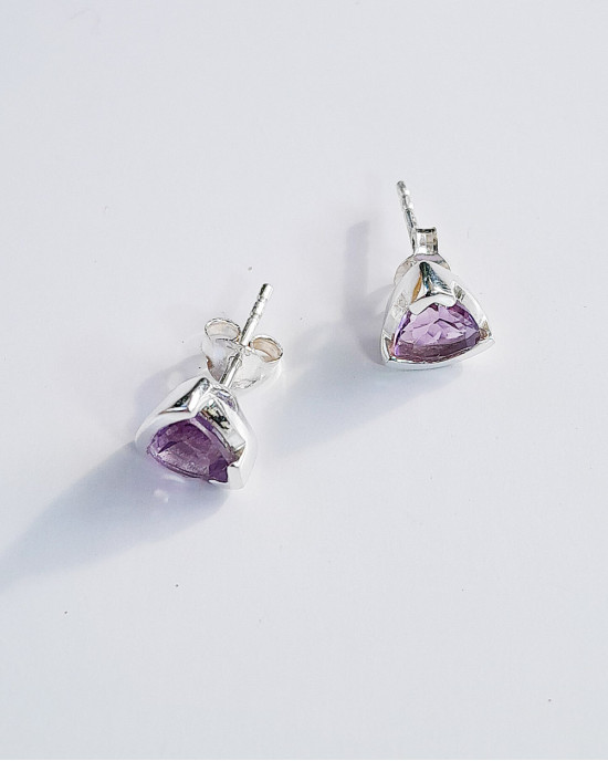 Amethyst Silver Mount Stud Earrings Amethyst Silver Mount Stud Earrings