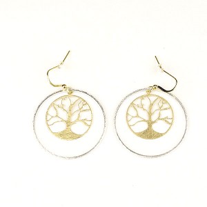 Brushed Gold Silver Plated Tree Earrings