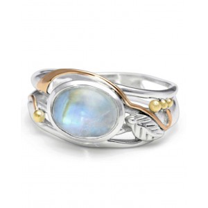 Oval Cabochon Moonstone Silver Ring
