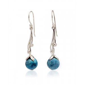 Blue Chalcedony Silver Drop Earrings
