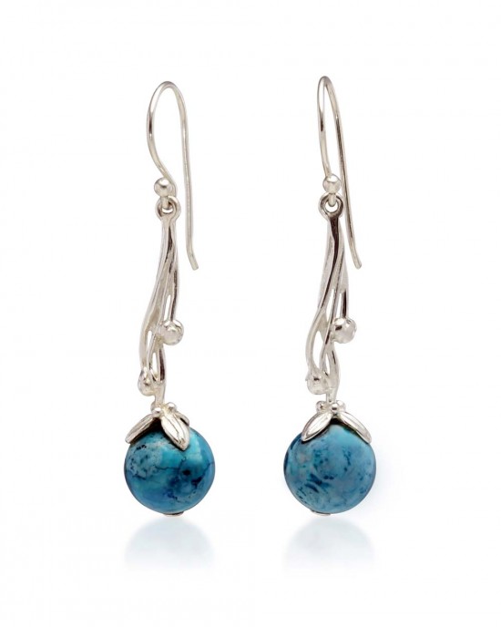 Blue Chalcedony Silver Drop Earrings-DROP EARRINGS Blue Chalcedony Silver Drop Earrings