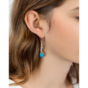 Blue Chalcedony Silver Drop Earrings