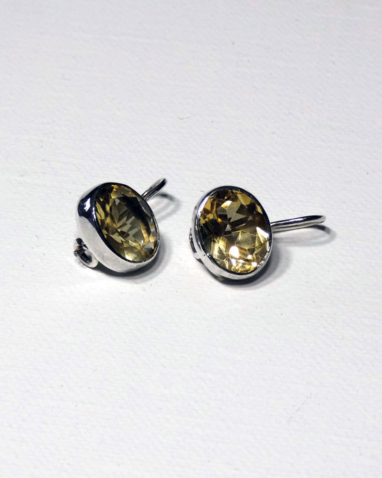 Citrine Hook Silver Earrings