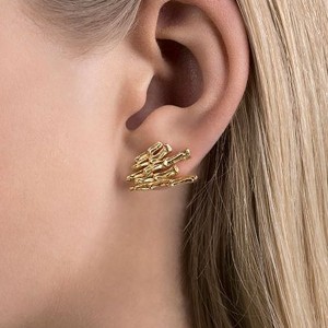 Basalt Gold Plated Silver Stud Earrings