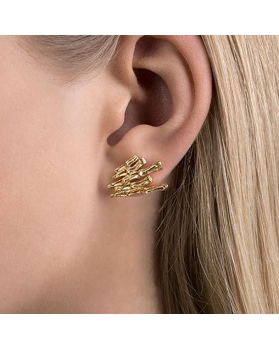 Basalt Gold Plated Silver Stud Earrings-STUD EARRINGS Basalt Gold Plated Silver Stud Earrings