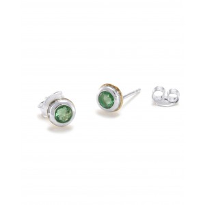 Emerald Silver Stud Earrings