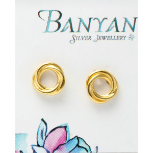 Gold Plated Silver Circular Stud Earrings