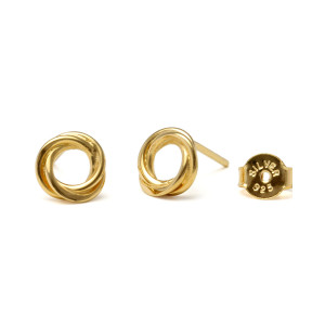 Gold Plated Silver Circular Stud Earrings