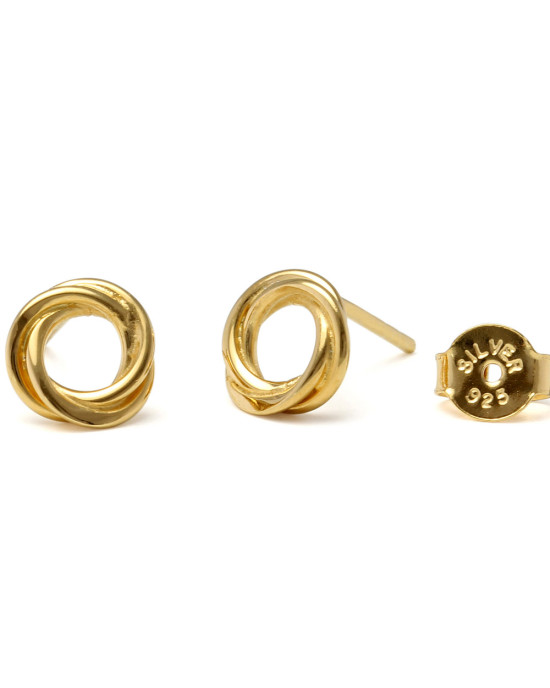 Gold Plated Silver Circular Stud Earrings