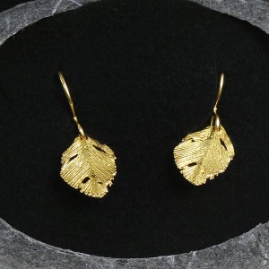 Gold Plated Silver Raven Hook Earrings