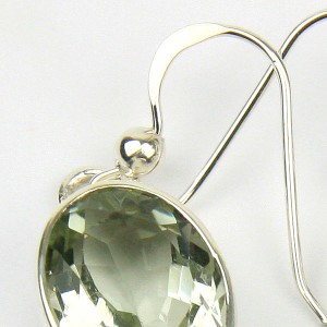 Green Amethyst Silver Hook Earrings Green Amethyst Silver Hook Earrings