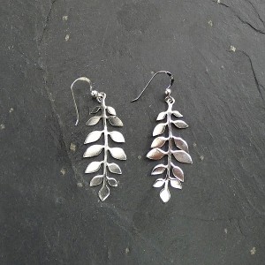 Long Leaf Silver Drop Earrings Long Leaf Silver Drop Earrings