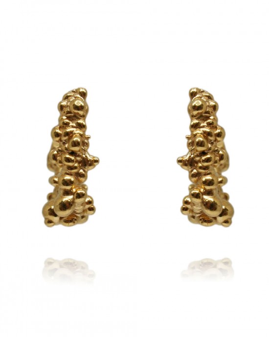 Mammatus Silver Gold Round Earrings