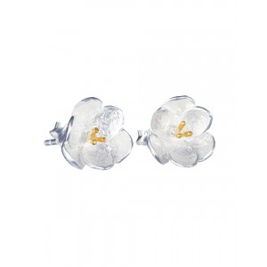 Matt Silver Buttercup Stud Earrings