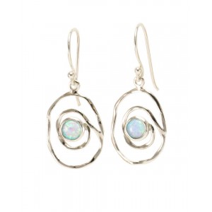 Opalite Silver Spiral Earrings